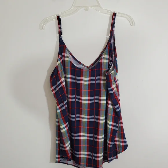 Torrid Plaid Cami Tank Sleeveless Blouse Boho Blue Red Top Size 3X 22 24 - Picture 5 of 8
